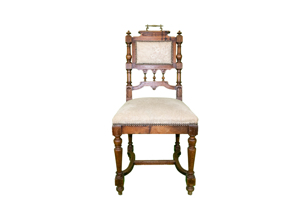 Authentieke Biechtstoel – Houten Frame met Beige Bekleding