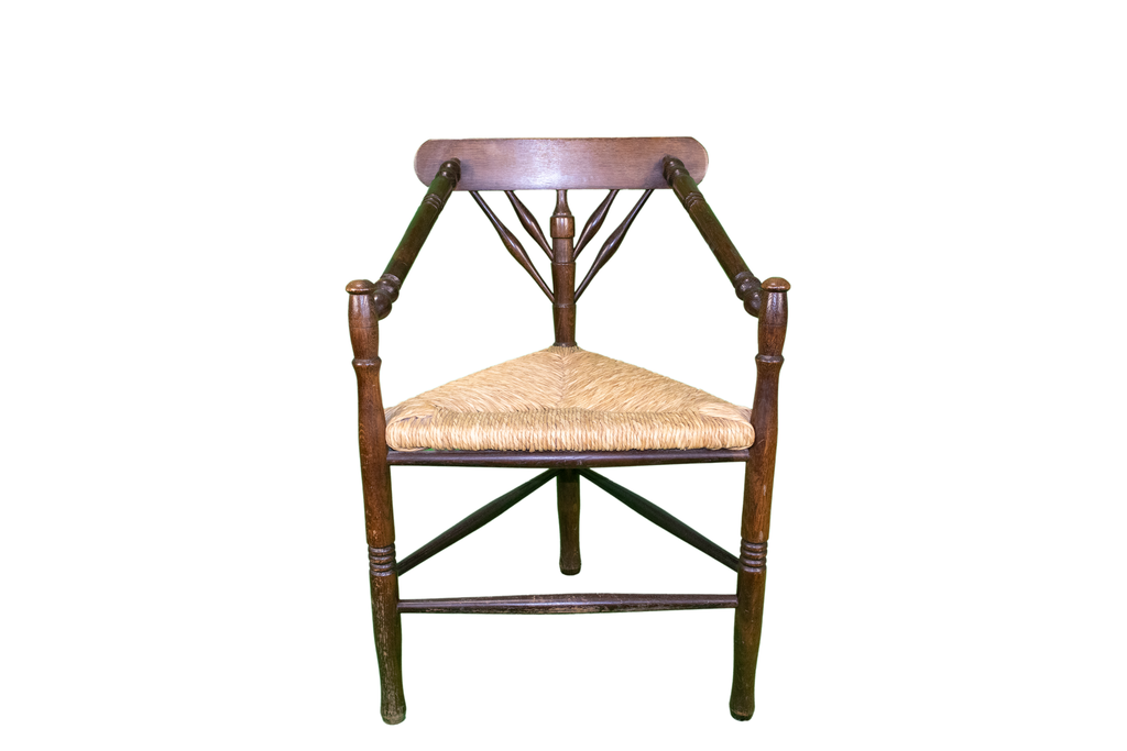 Unieke Breistoel – Hout met Rieten Zitvlak