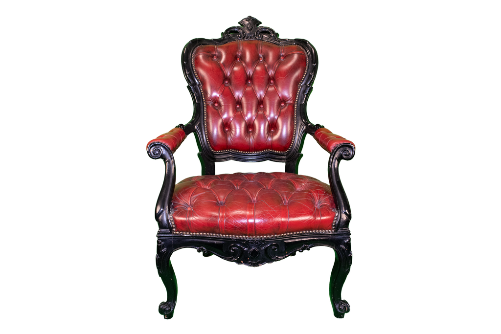 Barok Chesterfield Stoel – Rood met Zwarte Omlijsting