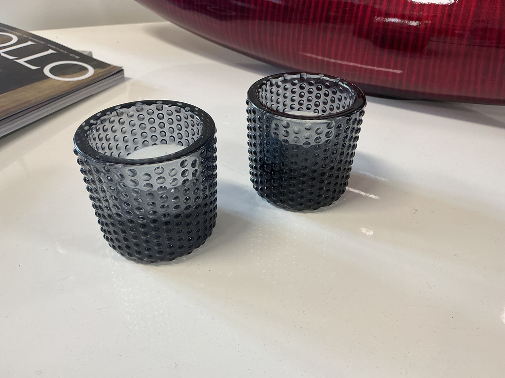 Theelichthouders van Grijs Glas – Set van 2