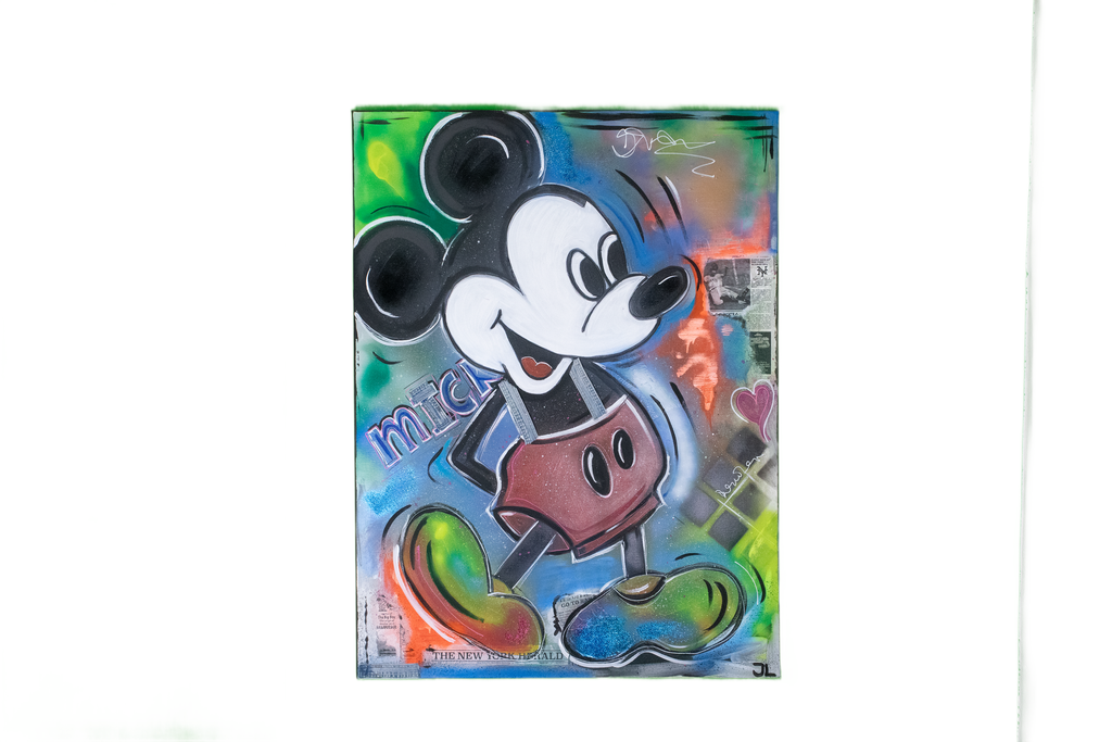 Schilderij “Mickey Mouse in Felle Kleuren” – Hedendaagse Kunst door Jolanda Lonissen